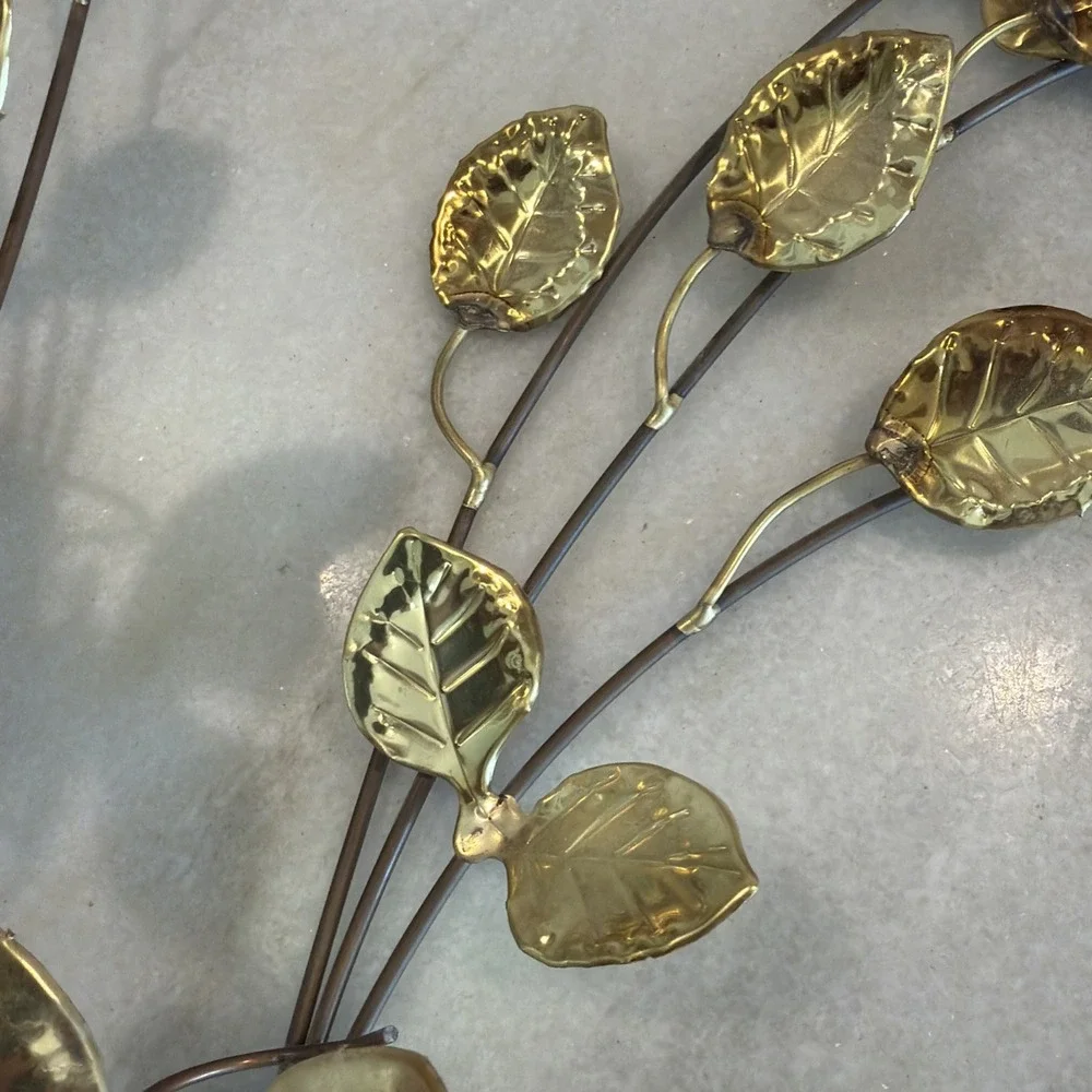 Set Of 2 Homeco Vintage Brass Roses on with Butterflies Wall Hanging GW994